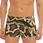Burmese Python Snake Print Men's Short Boxer Briefs