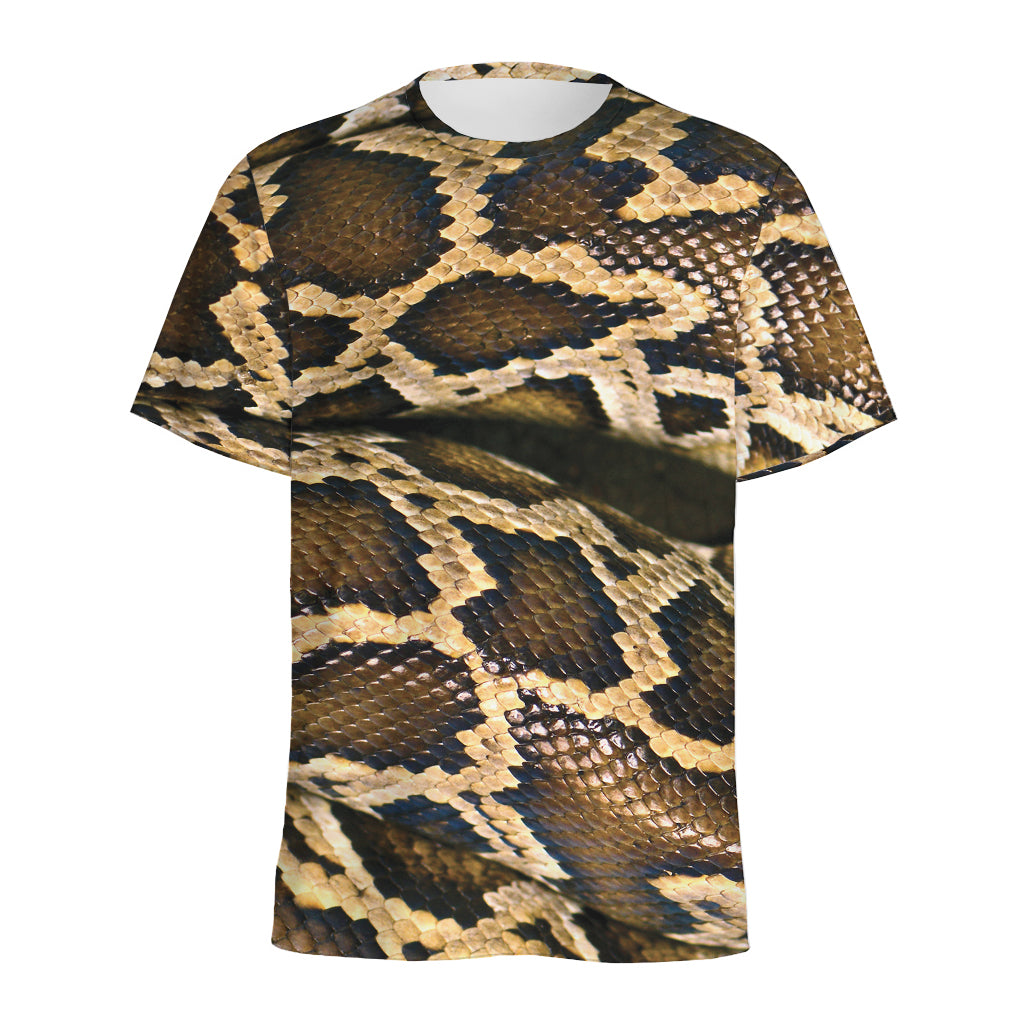 Burmese Python Snake Print Men's Sports T-Shirt