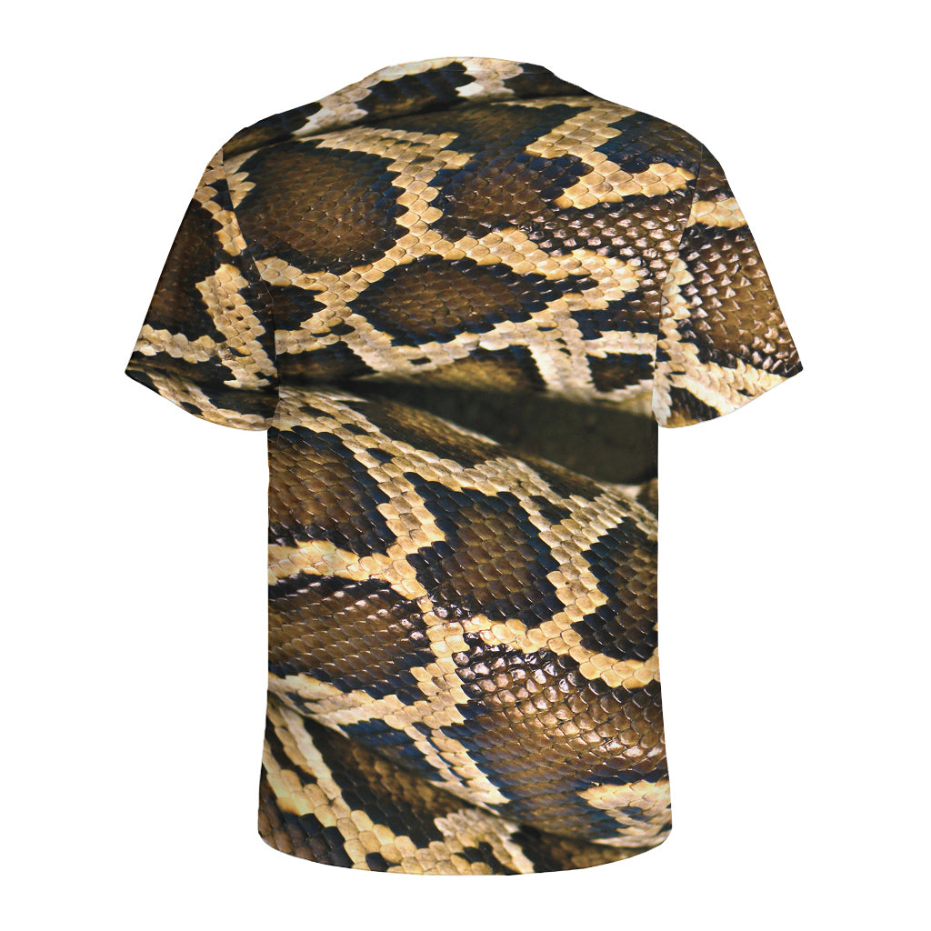 Burmese Python Snake Print Men's Sports T-Shirt