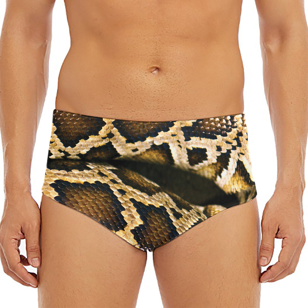 Burmese Python Snake Print Men's Triangle Swim Briefs