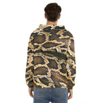 Burmese Python Snake Print Men's Velvet Pullover Hoodie