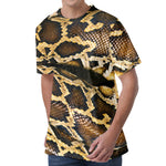 Burmese Python Snake Print Men's Velvet T-Shirt