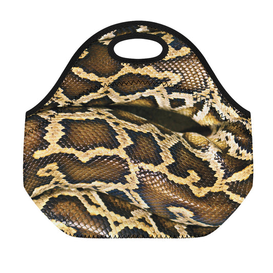 Burmese Python Snake Print Neoprene Lunch Bag