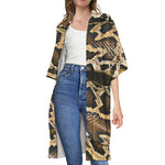 Burmese Python Snake Print Open Front Beach Cover Up