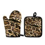 Burmese Python Snake Print Oven Mitt And Pot Holder Set