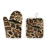Burmese Python Snake Print Oven Mitt And Pot Holder Set