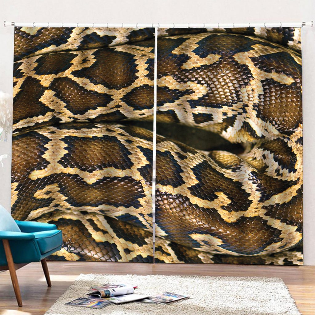 Burmese Python Snake Print Pencil Pleat Curtains