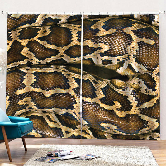 Burmese Python Snake Print Pencil Pleat Curtains