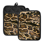 Burmese Python Snake Print Pot Holders With Pocket