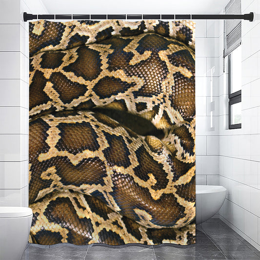 Burmese Python Snake Print Premium Shower Curtain