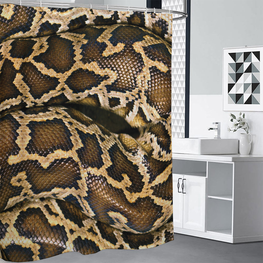 Burmese Python Snake Print Premium Shower Curtain