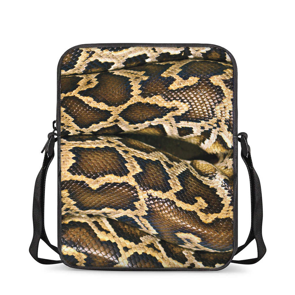 Burmese Python Snake Print Rectangular Crossbody Bag