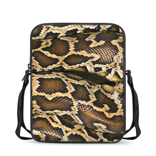 Burmese Python Snake Print Rectangular Crossbody Bag