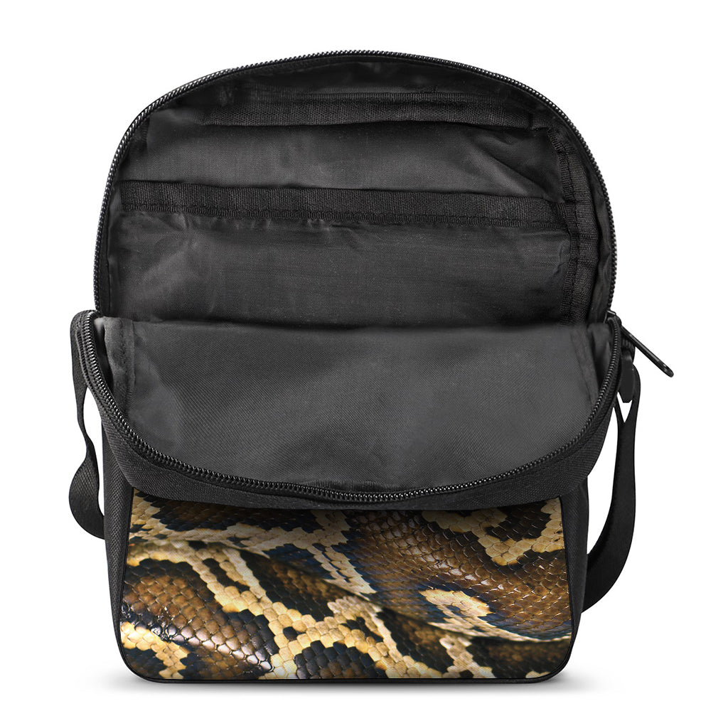 Burmese Python Snake Print Rectangular Crossbody Bag