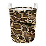 Burmese Python Snake Print Round Laundry Basket