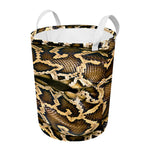 Burmese Python Snake Print Round Laundry Basket