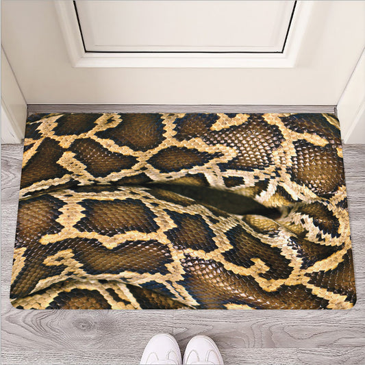 Burmese Python Snake Print Rubber Doormat