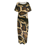 Burmese Python Snake Print Short Sleeve Long Nightdress