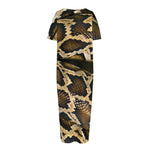Burmese Python Snake Print Short Sleeve Long Nightdress
