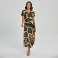 Burmese Python Snake Print Short Sleeve Maxi Dress