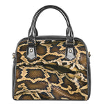 Burmese Python Snake Print Shoulder Handbag