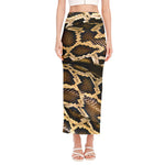 Burmese Python Snake Print Side Slit Maxi Skirt