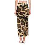 Burmese Python Snake Print Side Slit Maxi Skirt