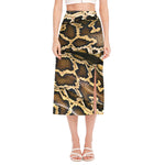 Burmese Python Snake Print Side Slit Midi Skirt