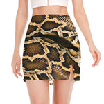 Burmese Python Snake Print Side Slit Mini Skirt