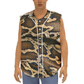 Burmese Python Snake Print Sleeveless Baseball Jersey