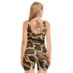 Burmese Python Snake Print Sleeveless One Piece Swimsuit