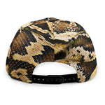 Burmese Python Snake Print Snapback Cap