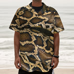 Burmese Python Snake Print Textured Short Sleeve Shirt