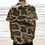 Burmese Python Snake Print Textured Short Sleeve Shirt