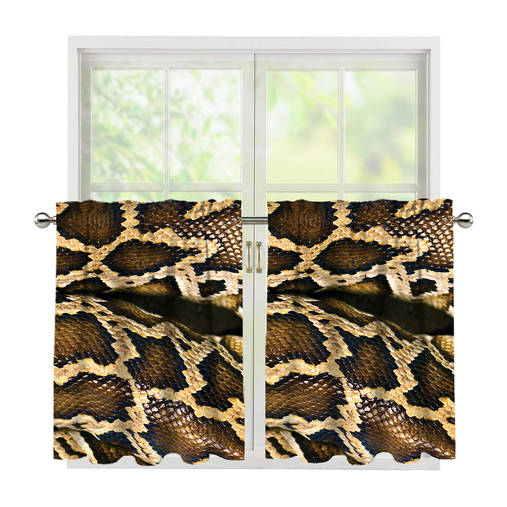 Burmese Python Snake Print Tier Curtains