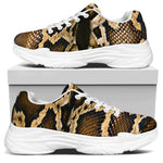 Burmese Python Snake Print White Chunky Shoes