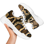 Burmese Python Snake Print White Chunky Shoes