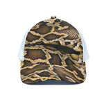 Burmese Python Snake Print White Mesh Trucker Cap
