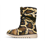 Burmese Python Snake Print Winter Boots