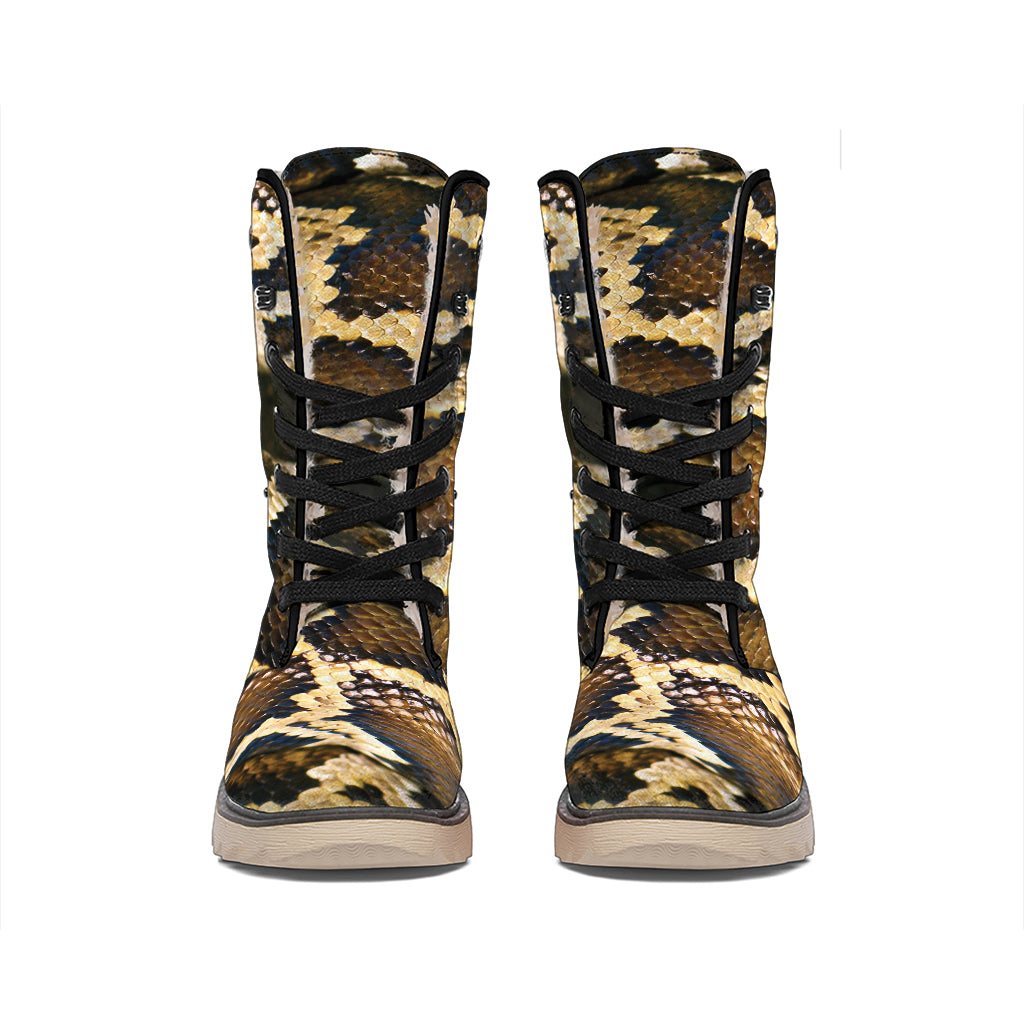 Burmese Python Snake Print Winter Boots