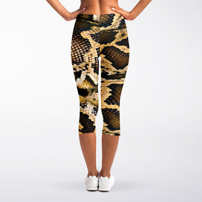 Burmese Python Snake Print Women's Capri Leggings