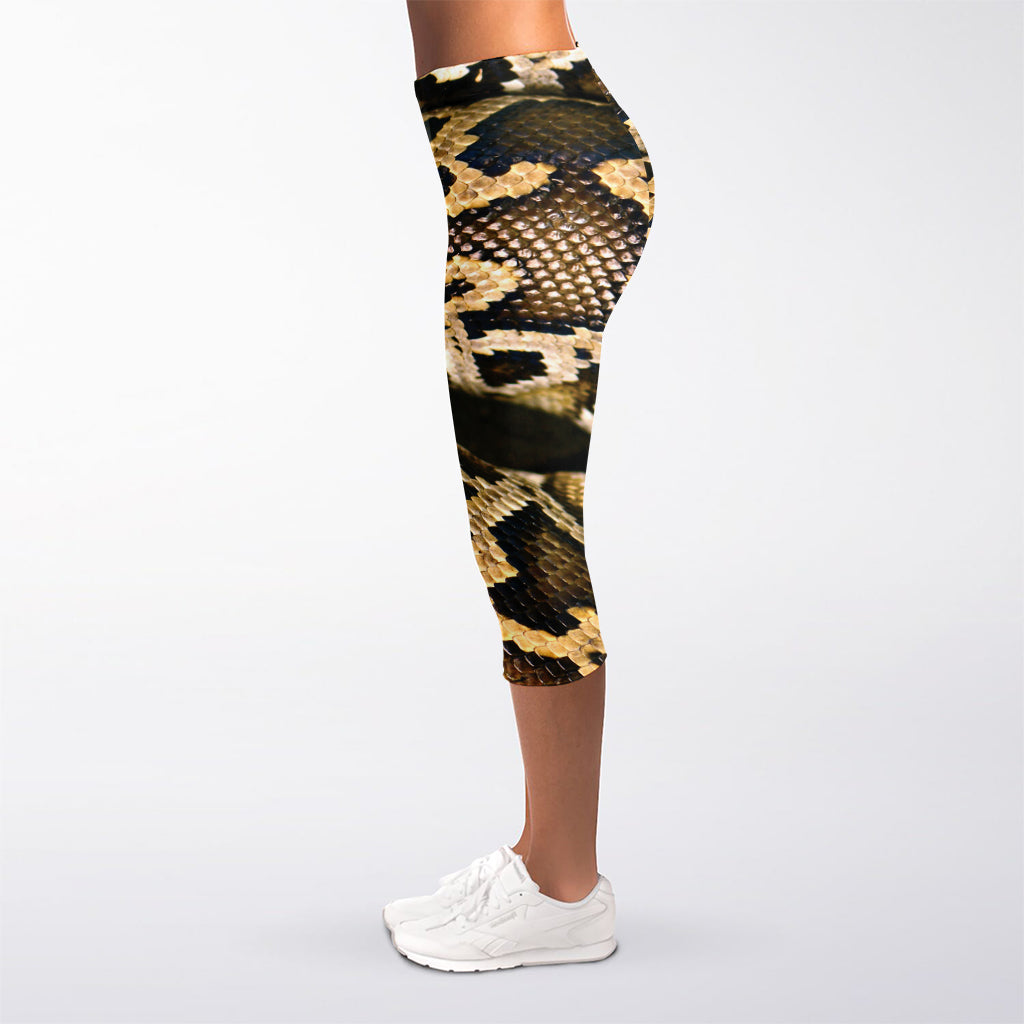 Burmese Python Snake Print Women's Capri Leggings