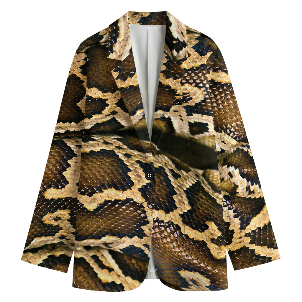 Burmese Python Snake Print Women's Cotton Blazer
