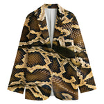 Burmese Python Snake Print Women's Cotton Blazer