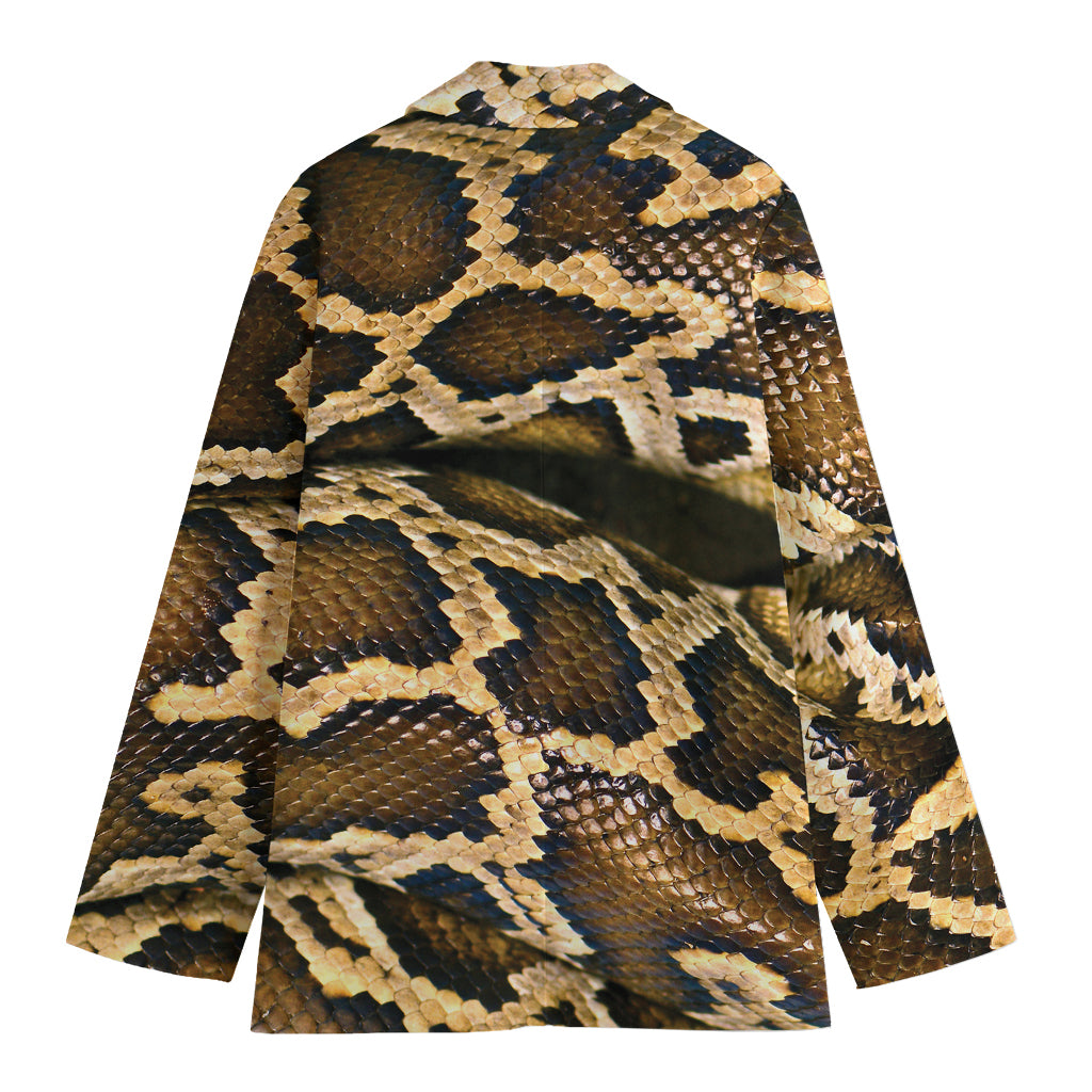 Burmese Python Snake Print Women's Cotton Blazer