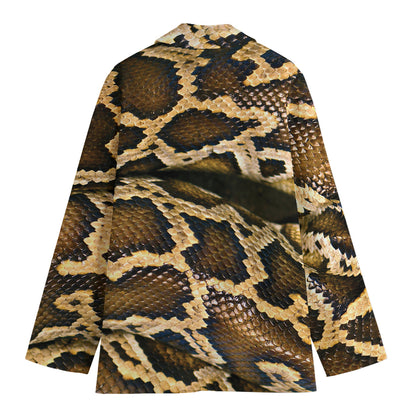 Burmese Python Snake Print Women's Cotton Blazer