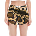 Burmese Python Snake Print Women's Split Running Shorts
