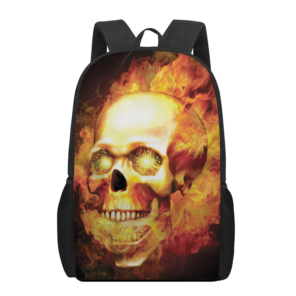 Burning Evil Skull Print 17 Inch Backpack