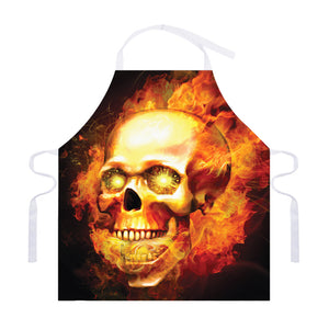 Burning Evil Skull Print Adjustable Apron