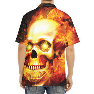 Burning Evil Skull Print Aloha Shirt